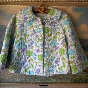 Vintage 1970s Rare Stanley Korshak Floral Quilted Bed Jacket